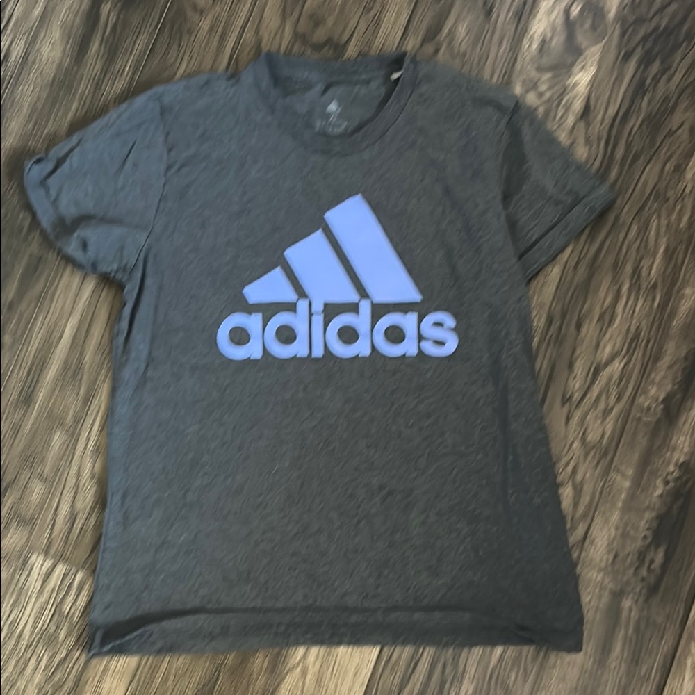Adidas Kids Gray T-Shirt with Blue Logo
